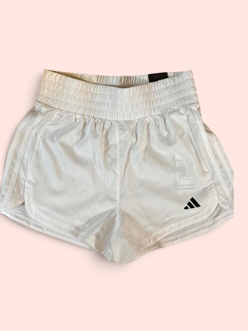 adidas White Athletic Tennis Shorts with Black Logo - Picture 3 of 5